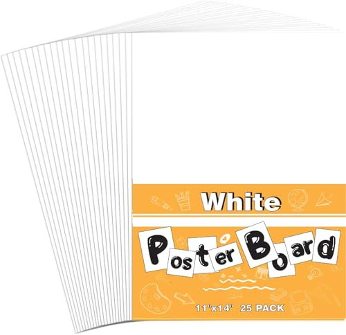 Image of 11 inchx14 inch White Poster Board, 25 Pack Poster Paper Bulk, 230GSM Heavyweight