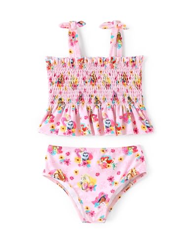 Image of Disney Elsa Princess Toddler Girls Two Piece Tankini Top and Bow Tie Bikini Bottom Beach Swimsuit Set