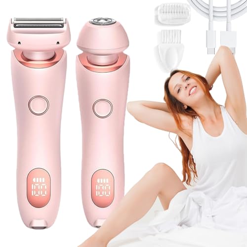 Rasierer Damen Sanfte Haarentfernung füR Glatte Haut Wasserdichter Nass- und Trockenrasierer füR Achseln Beine und Bikinizone (Rosa)