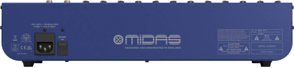 Bag view of Midas DM16 Mixer with power input