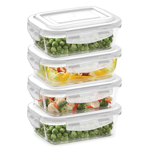 Borosil KLIP-N-STORE RECTANGULAR - 640 ML (4pc Set)