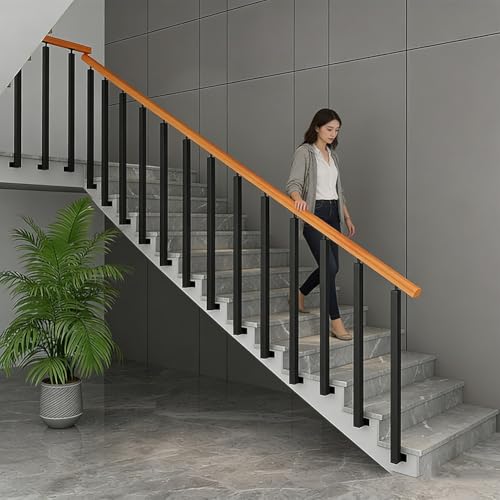 Postes de balaustre de escalera con eje de barandilla de metal 4