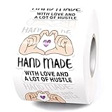 muminglong Cute Hand Made with Love and A Lot of Hustle Small Business Stickers,Handmade Stickers,Thank You Sticker,Small Shop Sticker,Package Stickers for Small Business, 500 PCS