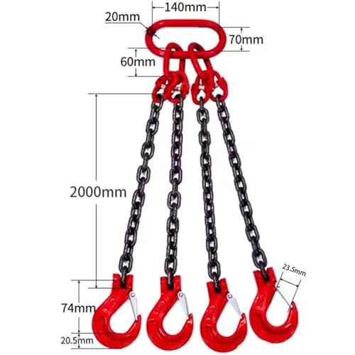 Schwerlast-Hebeband mit Haken, 300 cm Kettenschlinge für Kräne, 3991 kg Kapazität, verstellbare Kürzer für Takelage und Heben