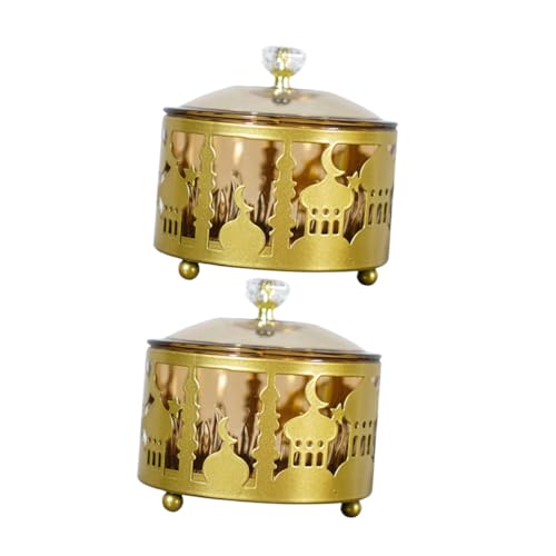CONGARTENO 2 piezas Caja de Reutilizable de Oriente Contenedor Elegante de Dulces para Fiestas y Bodas Bandeja Decorativa Dorada Resistente para Celebraciones