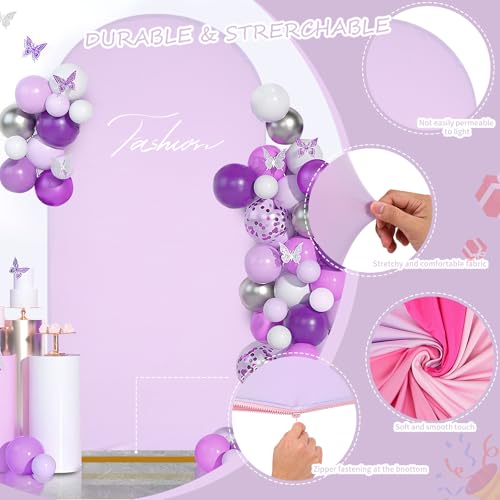 Image of SoarDream Wedding Arch Cover Pink Lavender Double-Sided Spandex Fitted Wedding Arch Stand Covers Set of 3 Round Top Blushing Chiara Arch Covers 6FT 6.6FT 7.2FT for Wedding Party Decor