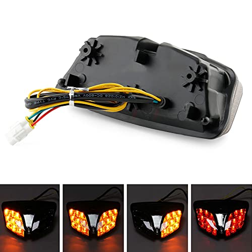 Image of MZS LED Tail Light for GSXR 600 750 08-16, GSXR1000 09-13, SV650 16-22 | Motorcycle Rear Turn Signal Blinker Running Brake Integrated, Smoke Lens, Amber Red Dual Lamp, fits GSXR600 GSXR750 GSXR 1000