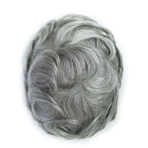 Prothèse capillaire hommes premium cheveux indiens gris blanc