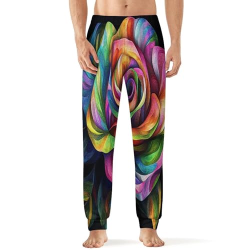 Rose Flower Men's Pajamas Pants Lightweight Sleep Lounge Pant Pjs Bottoms Casual Sleepwear