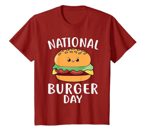 National Burger Day Hamburger Cheeseburger T-Shirt, Youth, Cranberry Red, 2T