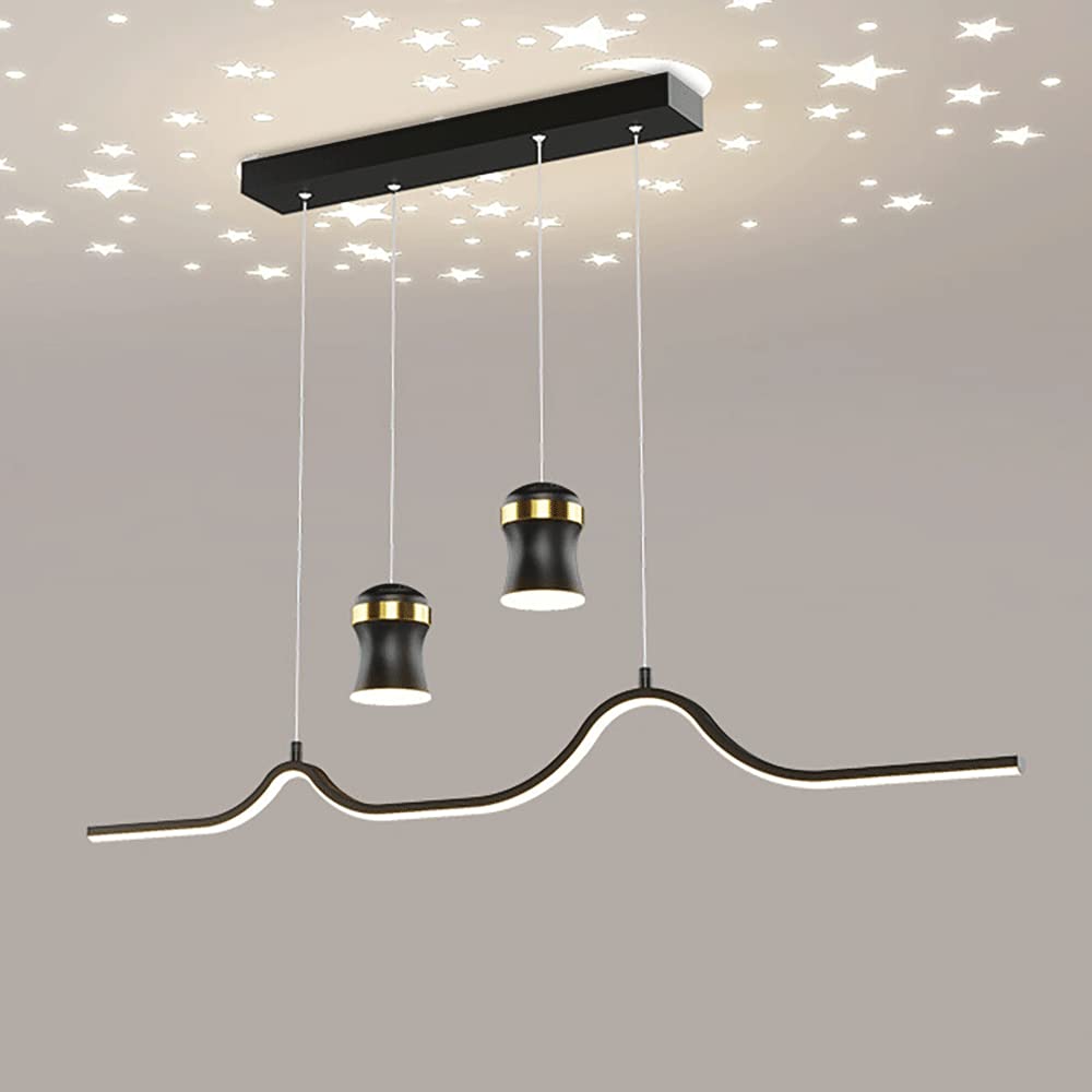 Lampe à suspension à bande longue au-dessus de la table pour salle à manger moderne