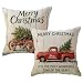 ULOVE LOVE YOURSELF 2Pack Merry Christmas Pillow Cover with Christmas Tree and Vintage Red Truck Pattern Cotton Linen Home Decorative Throw Cushion Case 18 x 18 inch (Christmas-1)