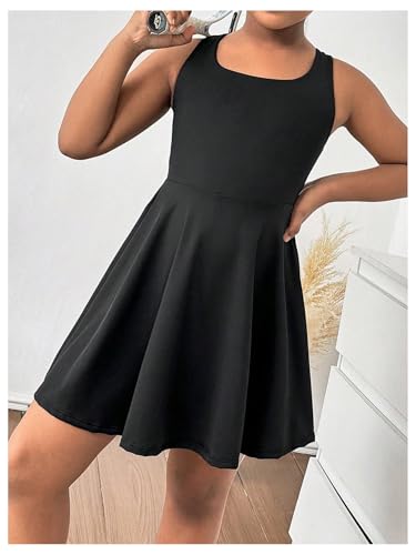 WDIRARA Girl's Athletic Tennis Dress Sleeveless Criss Cross Back Workout Dresses with Shorts Pockets4