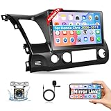 Podofo 10.1' Radio for Honda 2006 2007 2008 2009 2010 2011, Car Stereo with Mirror Link,2.5D Tempered Glass Auto Radio Android 10 Supports Bluetooth/GPS/WiFi/Dual USB/FM/SWC + Reversing Camera