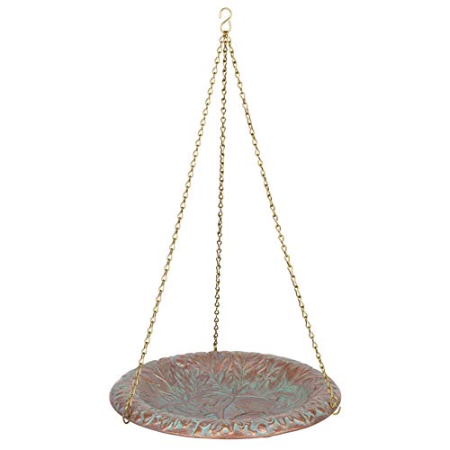 Whitehall Products Oakleaf Hanging Birdbath, Copper Verdi