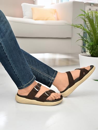 Image of HEALTH FIT Extra Soft Premium Classic Cushion Sliders /with Adjustable Buckle Strap & Light Weight Anti-SkidWaterproof Luxurious Slippers for Men's HF119