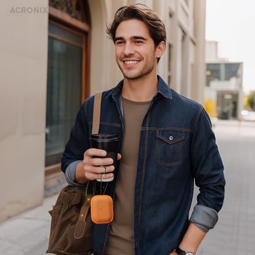 ACRONIX für AirPods Pro 3 Hülle 2025, Soft TPU Hülle für Apple AirPods Pro 3 mit Handschlaufe, Leder-Touch-Design, Baumtextur Airpods Pro 3 Case - Orange