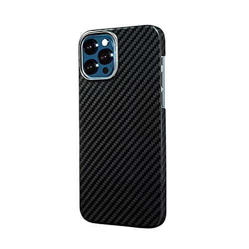MONCARBONE Designed for iPhone 12 Pro Max Case 6.7" HOVERKOAT Military Ballistic Fiber Slim Case Aluminum Lens Guard Protection - Midnight Black (Gloss Finish)