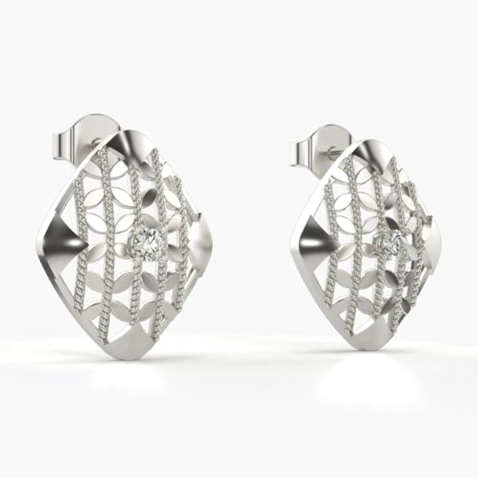 Women's Stylish Sterling Silver & Lab Grown Diamond 0.11cts Earrings