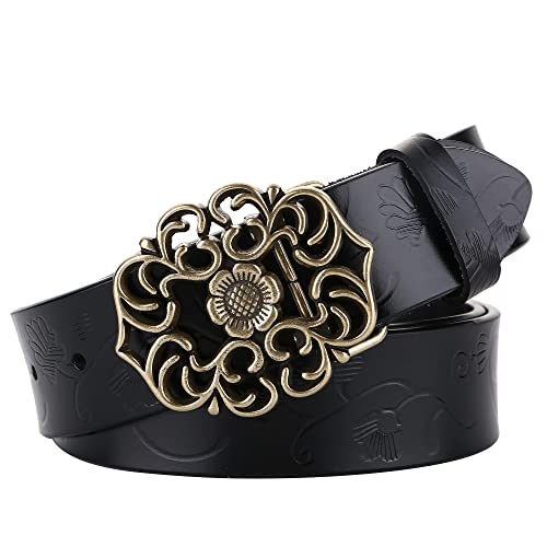 Women's Leather Belt for Dress Jeans Belt Vintage Genuine Leather Wide Waist Belts for Women