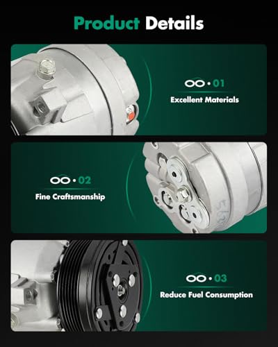 Image of SCITOO AC Compressor for Chevy for Camaro 3.8L 1995-2002 | Fast Cooling, Ultra Low Noise (≤72 dB) Air Conditioner Compressor for Summer, with Clutch, 1520454 1020454 1120454 1220454
