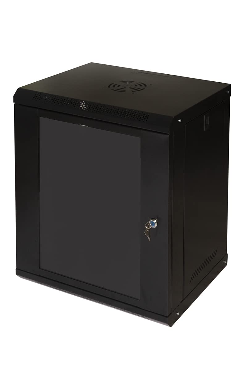 Armario Rack 19" 9U Link Serie Light Color Negro con Puerta de Cristal (Anchura x Profundidad) 600 x 400 x 530 mm, Estante Incluido