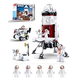 Rocket Building Set with Mars Rover & 5 Astronaut Minifigures, City Space Rocket Launcher Building Kit for STEM Role-Play, Gift Kids Toys for Boys 8-12, Compatible with Lego City Space, 733 PCS