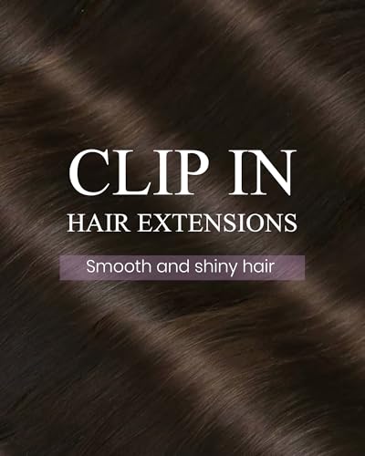 Image of LaaVoo Clip In Hair Extensions, Double Weft, For Thin Hair, 5Pcs 80g | 12 Inch Classic Dark Brown Hair Extension Clips, Remy Hair Material, Boost Fullness For Short Hairstyles