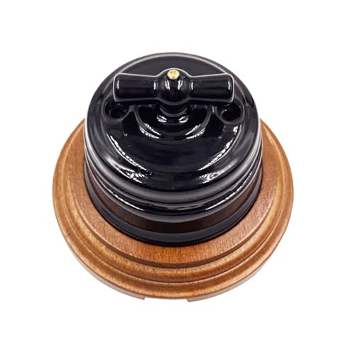 HUJWLBWF - HUJWLBWF Black European Style Retro Ceramic Switch Socket Wall Electrical for Home Improvement(2-Hole Wood Base)