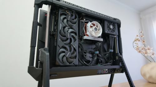Image of eBlaztr Portable ITX PC Case Full Desktop GPU Performance, Matte Black Aluminum, PCIe 4.0 Riser Cable, DP Ribbon Cable, Patented Leg System