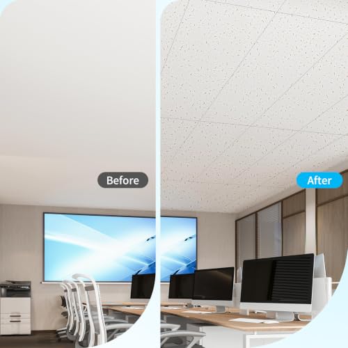Image of Art3d 2x4 Ft Printed Stucco Decorative Drop Ceiling Tiles, 10-Pack White