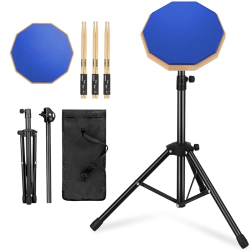 GrowDaily Drum Practice Pad Snare Drum Stand Set 8 In With Double Sided Silent Drum Pad, Drum sticks,Carrying Bag Adjustable Stand