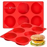 Puyeipt 4 Inch Silicone Egg Molds for Breakfast Sandwiches, 2 Pack Jumbo Muffin Top Pans Non-Stick Round Silicone Molds for Baking Egg Bites, Hamburger Buns, Patties, English Muffins