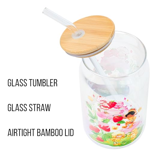 Image of Silver Buffalo Care Bears and Strawberry Shortcake, Glass Tumbler, 16oz