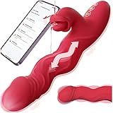 Dildo Vibrator Wriggling, G Punkt Vibration für Frauen Klitoris Zunge mit App, Sex Spielzeug für die Frau Paare Extrem, Realistische Silikon Anal Dildo, YAWNSHE Erotisches Sexspielzeug Sex Maschine