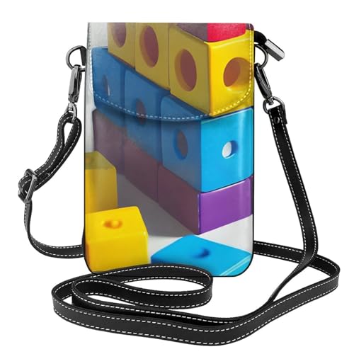 chenfandi Kleurrijke bouwstenen vrouwen crossbody tas, rits telefoon portemonnee, #schoudertas handtas, verstelbare schouderriem.