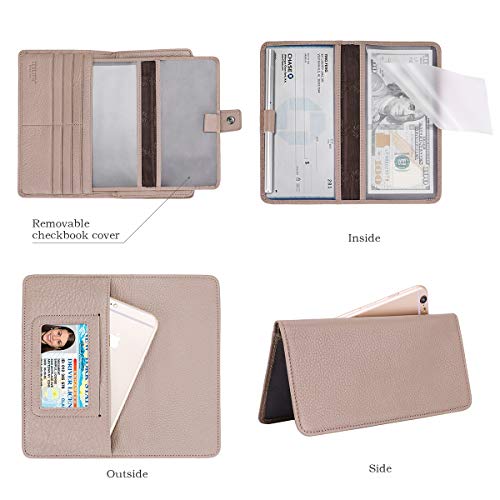 Itslife Womens Wallet,Large Capacity RFID Blocking Leather Wallets Credit Cards Organizer Ladies Wallet with Checkbook Holder,Dark Pink - Thumbnail 3