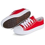 Canvas Shoes for Women Casual Low Top Red Sneakers Fashion Womens Tennis Shoes, Red, Size 8