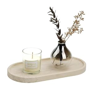 Koville Italian Travertine Tray, 12″x6″ Vanity Decorative Marble Tray for Countertop, Catchall Tray for Perfume, Candles, Jewelry Dish Tray