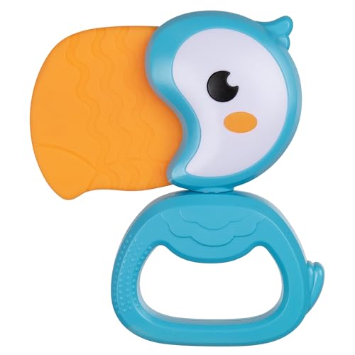 Playgro Click Clack Toucan, juguete para bebés 0+ Meses, Juguete multisensorial para bebés, sonajero y mordedor