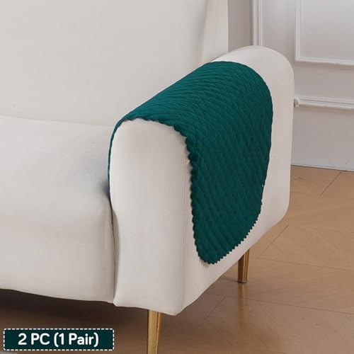 Image of HOKIPO Quilted Sofa Armrest Cover - 1 Pair | 'Quilt Classic' Teal (NEW-IN-925-TEAL*2)