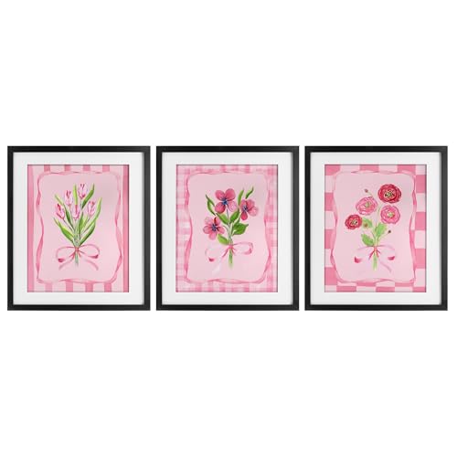 Impressions encadrées fleurs Stupell Industries décoration murale triptyque noir