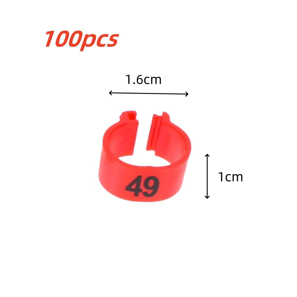 Anillos para muslo de pollo numerados 1-100 para aves de corral rojo