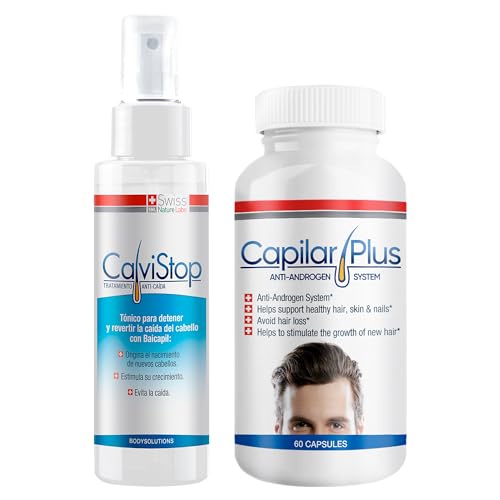 Calvistop Bundle | Serum + Capsules | Thickening Spray 4oz | Ultra Strength Growth Formula 60 Caps | Loss Prevention, Regrowth & Shedding Support | Follicle Stimulating System for Density & Volume (2)