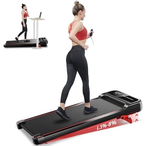 RHYTHM FUN Walking Pad Treadmill with Incline, Under Desk Treadmill with Incline, Treadmill for Home and Office, 300 Lbs Portable Treadmill with Remote Control, Compact Treadmill in LED Display Cover