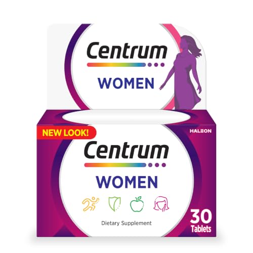 Centrum Women Multivitamin 30 Tablets - One-Month Complete Daily Vitamins & Minerals for Women with Iron, Folic Acid and Biotin for Energy, Bones, Skin and Hair - Handy Monthly Pack