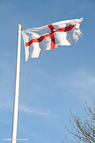 England FLAG St George's Cross Flag 3x5 Ft-90x150cm England National Flags Indoor/Outdoor Quality Polyester with Vivid Color and Brass Grommets Decorations