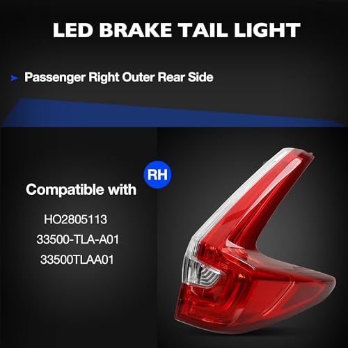 Misakomo Tail Light Assembly Compatible with Honda CRV 2017 2018 2019 - LED Brake Tail Light Replace for HO2805113|33500-TLA-A01 - Passenger Right Outer Rear Side by Misakomo - Image 2