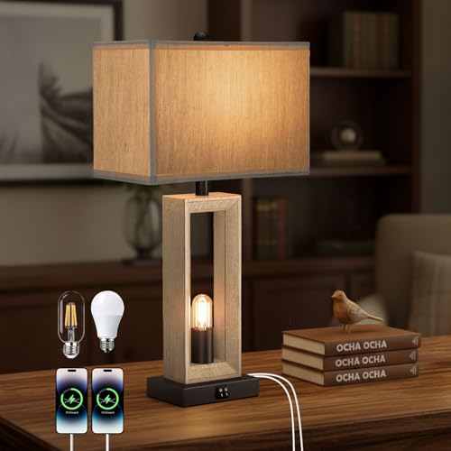 PACOLIT Rustic Farmhouse Table Lamp