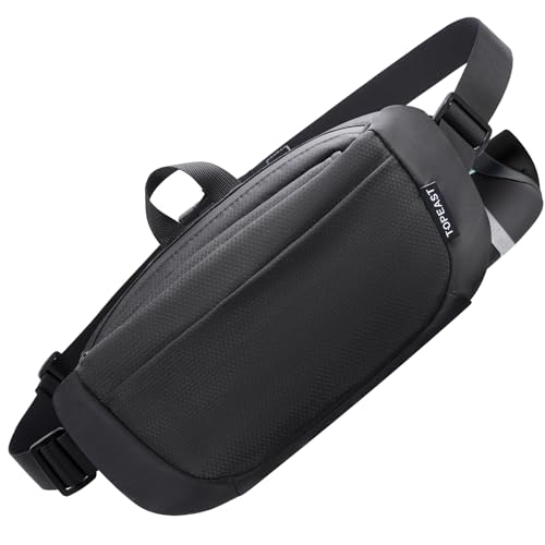 TOPEAST Waist Pack 4L Large Capacity Fanny Pack with Hidden Water Bottle Pocket Water Resistant Crossbody Sling Bag for Men Women Adjustable Belt Bag for Hiking Running Travel Cycling